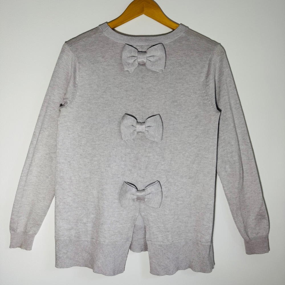 Catherine Malandrino gray bow back sweater long sleeve‎ soft knit size small - Picture 3 of 8